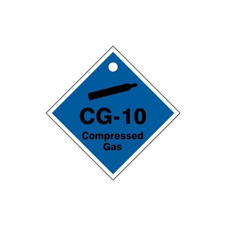 Accuform Energy Source ID Tag, CG-10 COMPRESSED GAS, 2.5in x 2.5in, Adhesive Dura-Poly, 5PK TDJ610XVM